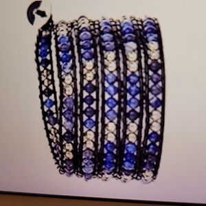 Blue Lapis Lazuil Silver Leather Wrap Bracelet